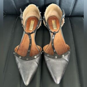 Halogen “Rock Stud” Gunmetal/Black Flats 9